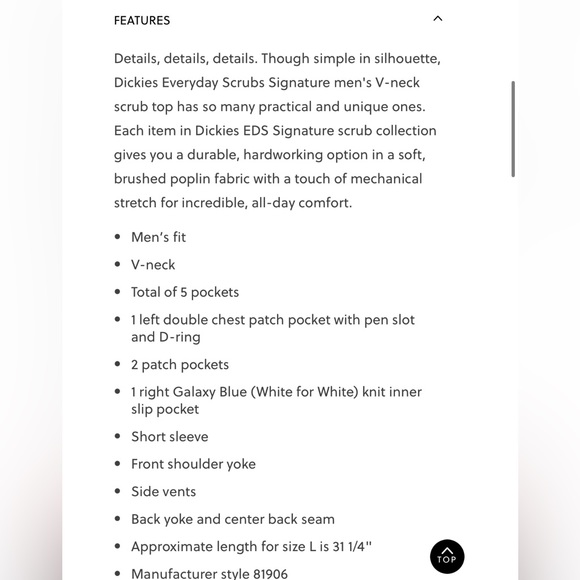 Dickies EDS Signature Men's 5-Pocket V-Neck Gray Scrub Top XL - Picture 12 of 12